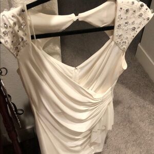 Maggy London Cream Sheath Dress Halter Backless